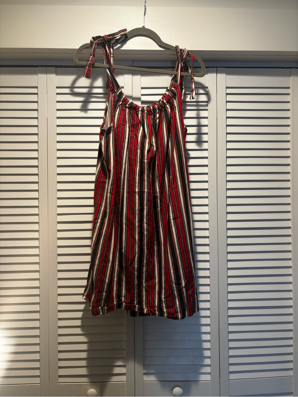 Doen Red, Black & Cream Striped Mini Dress - Picture 3 of 9